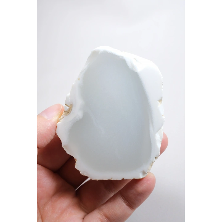 Ice Blue Opal Slice – Translucent Sky Blue Core with Milky White Porcelain Frame, 140g