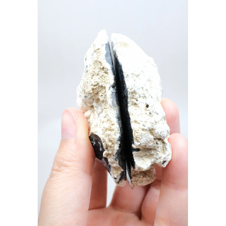 Indigo Mavisi Dendritik Opal Çifti, Koyu Gri Merlinit Kristali