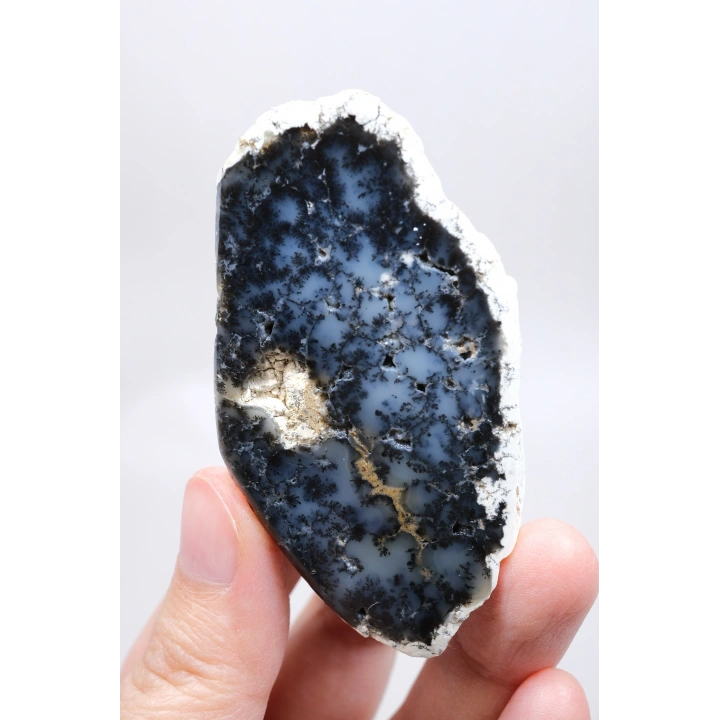 Indigo Mavisi Dendritik Opal Çifti, Koyu Gri Merlinit Kristali