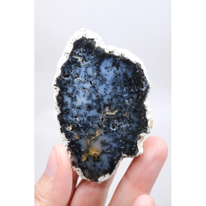 Indigo Mavisi Dendritik Opal Çifti, Koyu Gri Merlinit Kristali