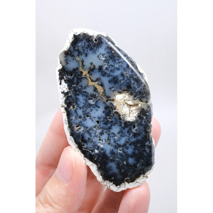 Indigo Mavisi Dendritik Opal Çifti, Koyu Gri Merlinit Kristali