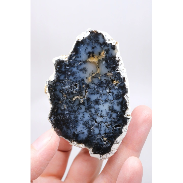 Indigo Mavisi Dendritik Opal Çifti, Koyu Gri Merlinit Kristali