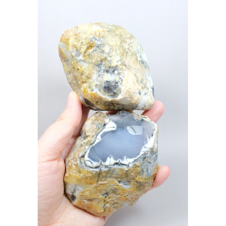 Büyük Merlinite Çifti (Dendiritik Opal) - Cilalanmış Eşleşen Yarım, Müze Kalitesi Numune (468g)