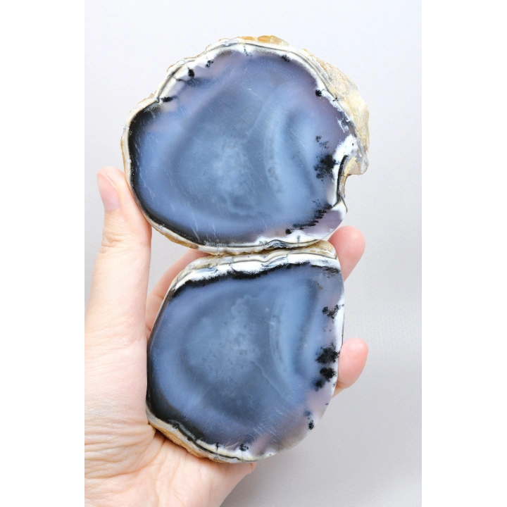Büyük Merlinite Çifti (Dendiritik Opal) - Cilalanmış Eşleşen Yarım, Müze Kalitesi Numune (468g)