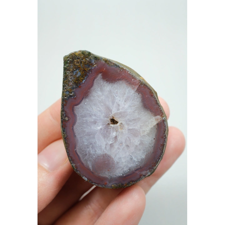 Magenta Kırmızılı Mor Quartz Çekirdekli Siyah Deniz Akik Çifti