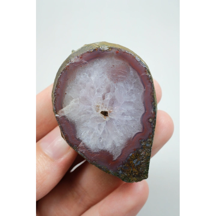 Magenta Kırmızılı Mor Quartz Çekirdekli Siyah Deniz Akik Çifti