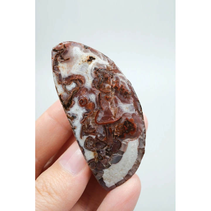 Mahogany Kahverengi, Koyu Tuğla Kırmızısı Nakışlı Siyah Deniz Akik ve Kuvars