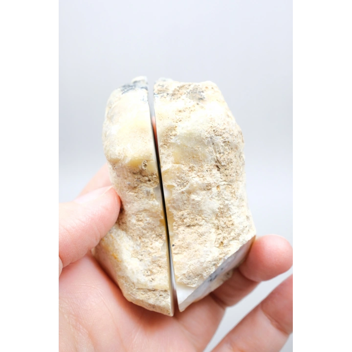 Merlinit (Opale dendritico) - Coppia di Opali Blu e Bianchi | Pietra di Intuizione e Equilibrio