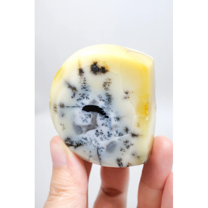 Merlinit (Dendritik Opal) - Mavi Kalsedon ve Bal Opalı Serbest Form | İçgörü ve Denge Taşı, 117g