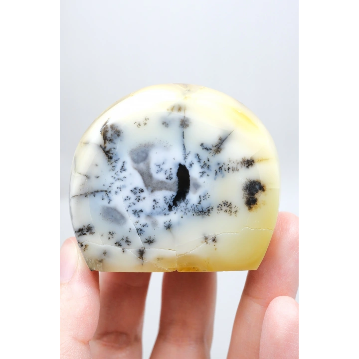 Merlinit (Dendritik Opal) - Mavi Kalsedon ve Bal Opalı Serbest Form | İçgörü ve Denge Taşı, 117g