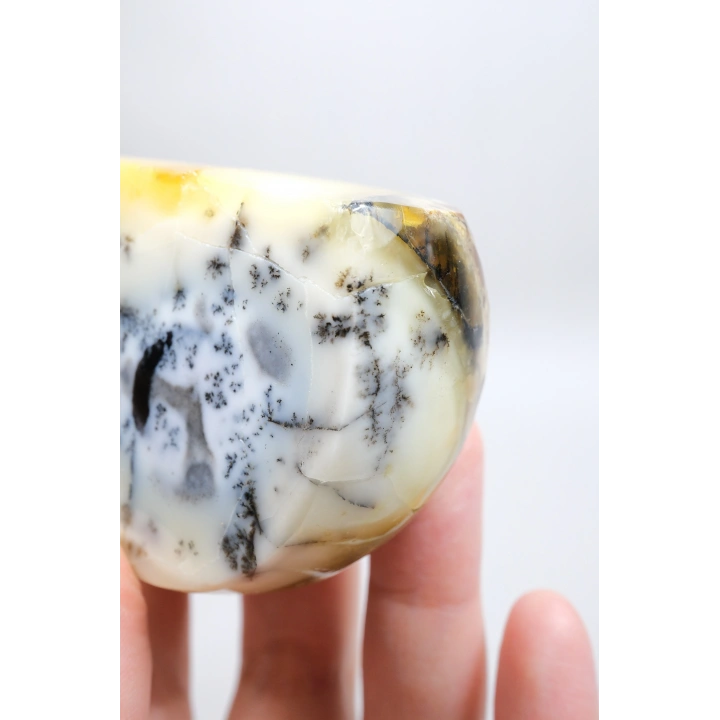 Merlinit (Dendritik Opal) - Mavi Kalsedon ve Bal Opalı Serbest Form | İçgörü ve Denge Taşı, 117g