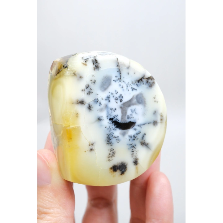 Merlinit (Dendritik Opal) - Mavi Kalsedon ve Bal Opalı Serbest Form | İçgörü ve Denge Taşı, 117g
