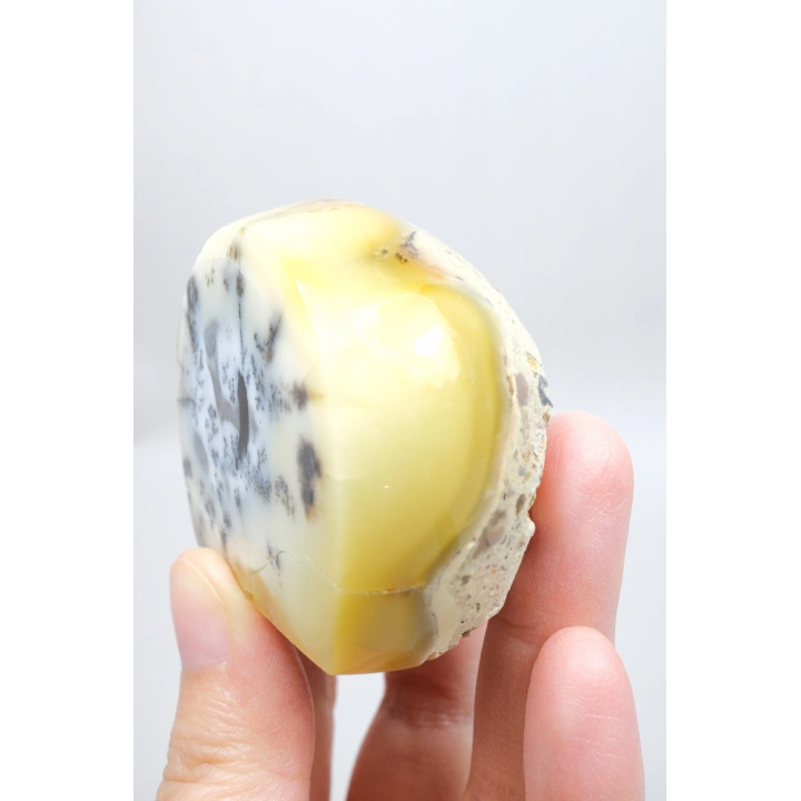 Merlinit (Dendritik Opal) - Mavi Kalsedon ve Bal Opalı Serbest Form | İçgörü ve Denge Taşı, 117g