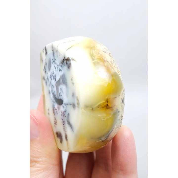 Merlinit (Dendritik Opal) - Mavi Kalsedon ve Bal Opalı Serbest Form | İçgörü ve Denge Taşı, 117g