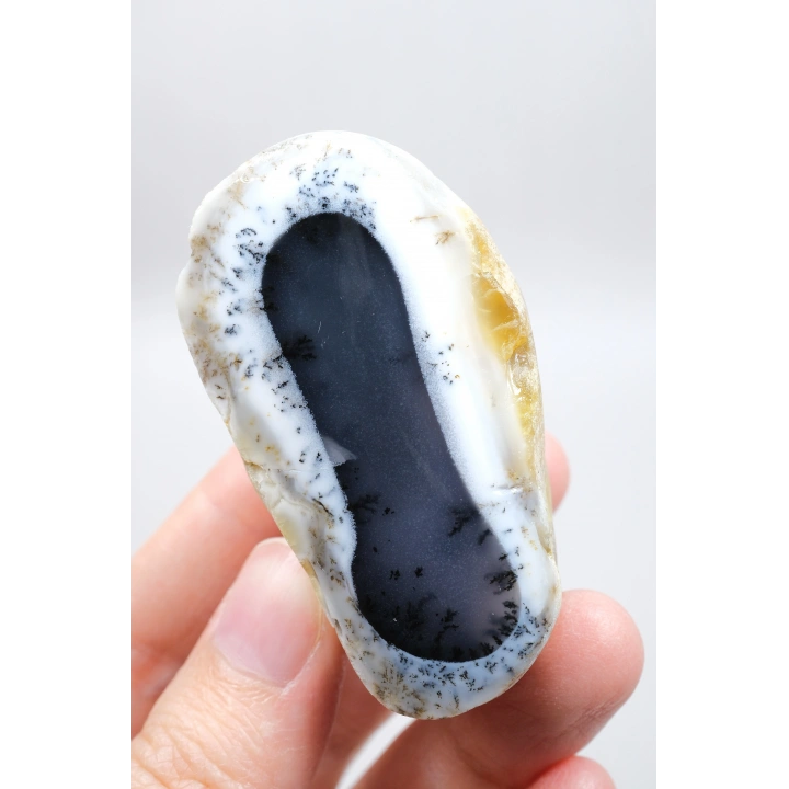 Merlinit (Dendritik Opal) - Mavi Kalsedon ve Bal Opal Cilalanmış Çift | Fikir ve Dengelenme Taşı