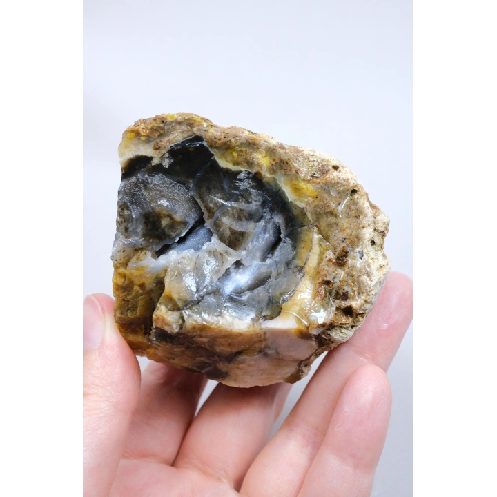 Merlinit / Dendritik Opal ile Mavi Druzy Yastık Çekirdeği, 237g