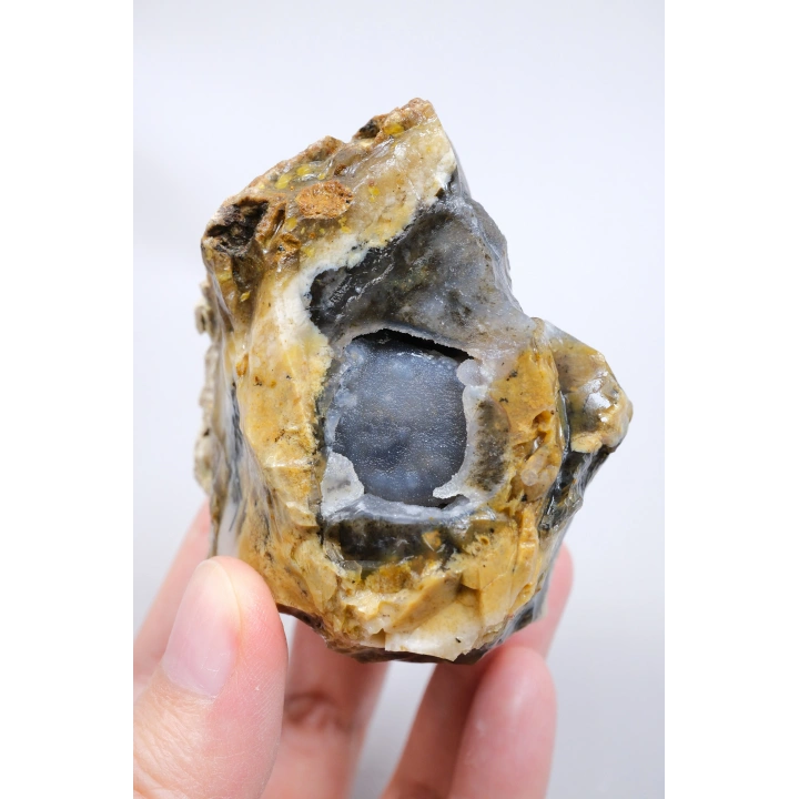 Merlinit / Dendritik Opal ile Mavi Druzy Yastık Çekirdeği, 237g