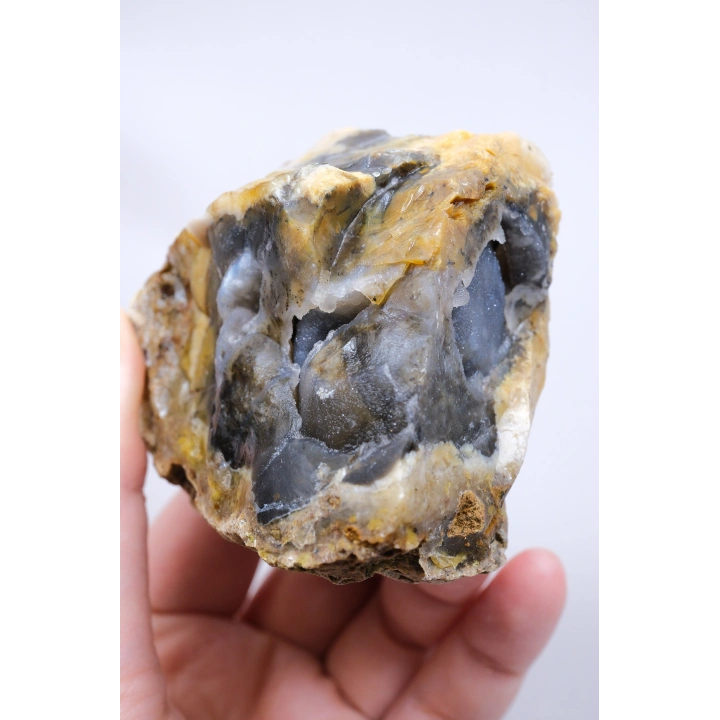 Merlinit / Dendritik Opal ile Mavi Druzy Yastık Çekirdeği, 237g
