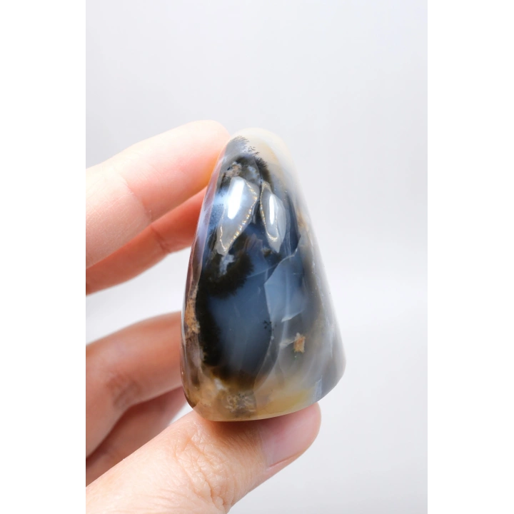 Merlinit Doğal Şekil | Cilalanmış Dendritik Opal Şaman Taşı | Büyü ve İkiliğin Taşı | Doğal Dendrit Kristali