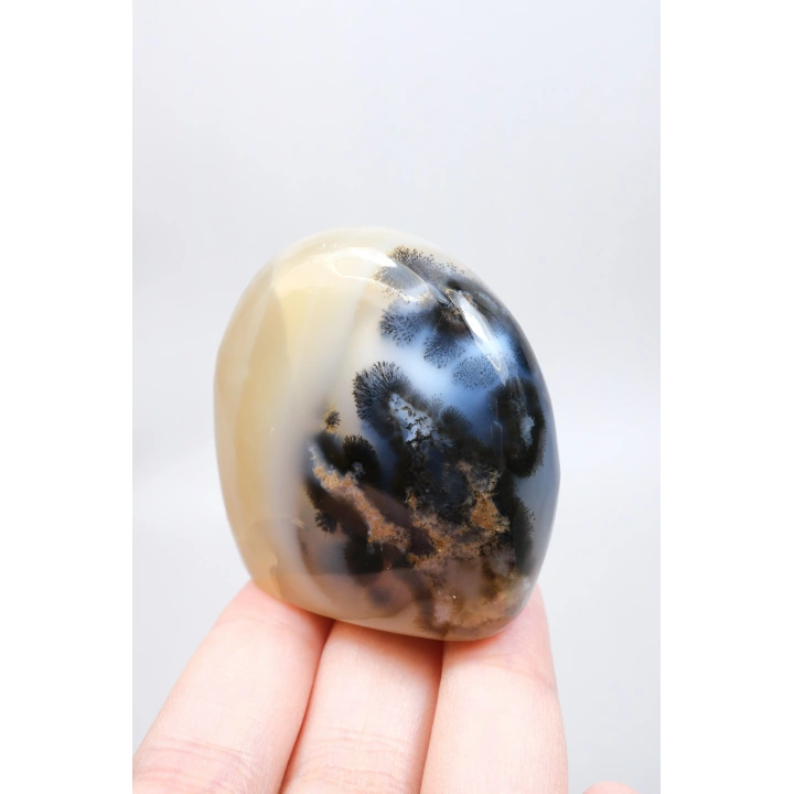 Merlinit Doğal Şekil | Cilalanmış Dendritik Opal Şaman Taşı | Büyü ve İkiliğin Taşı | Doğal Dendrit Kristali