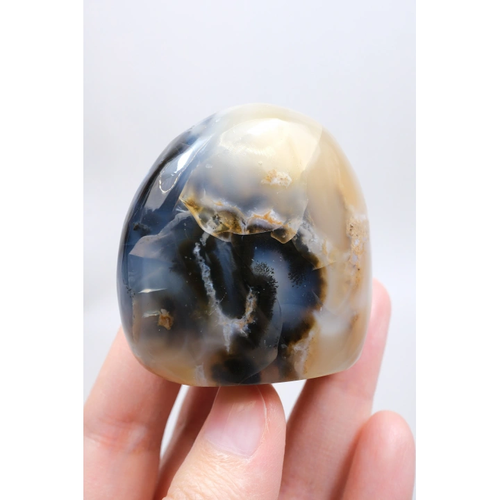 Merlinit Doğal Şekil | Cilalanmış Dendritik Opal Şaman Taşı | Büyü ve İkiliğin Taşı | Doğal Dendrit Kristali