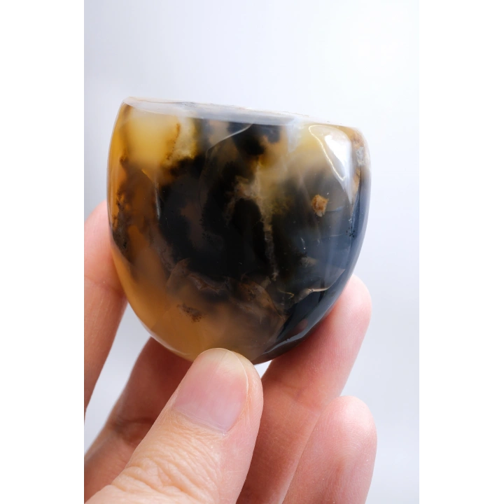Merlinit Doğal Şekil | Cilalanmış Dendritik Opal Şaman Taşı | Büyü ve İkiliğin Taşı | Doğal Dendrit Kristali