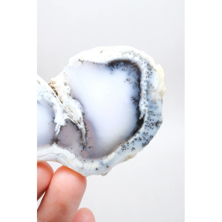 Merlinit Dilimi: Lavanta Mavisi ve Süt Beyazı Dendritik Opal