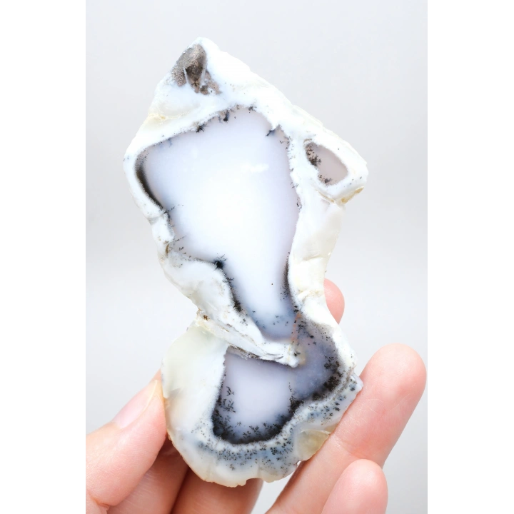 Merlinit Dilimi: Lavanta Mavisi ve Süt Beyazı Dendritik Opal