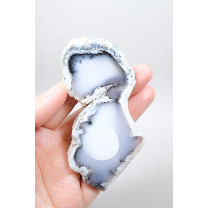 Merlinit Dilimi: Lavanta Mavisi ve Süt Beyazı Dendritik Opal