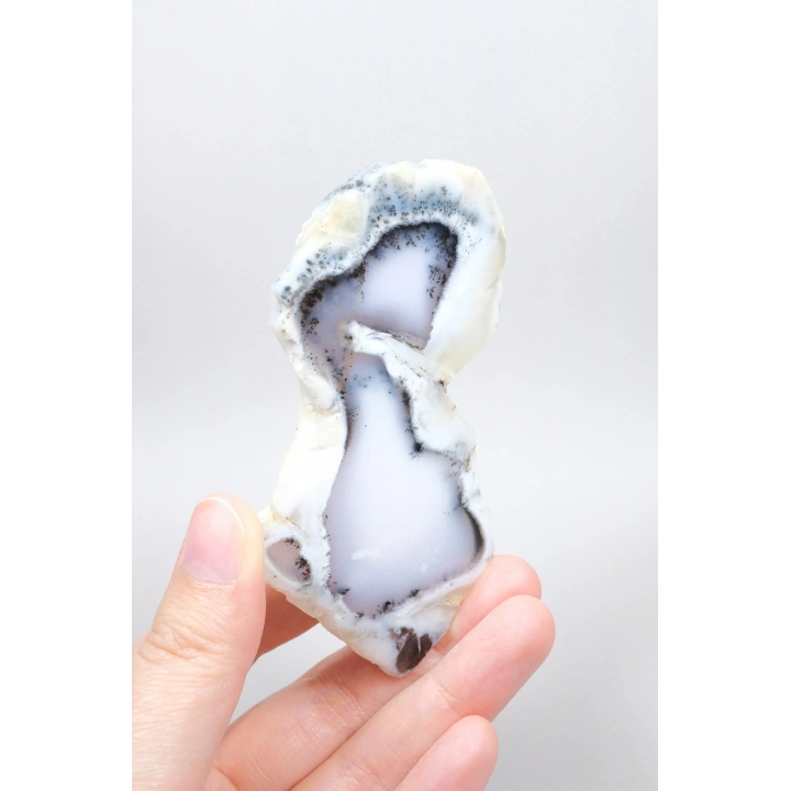 Merlinit Dilimi: Lavanta Mavisi ve Süt Beyazı Dendritik Opal