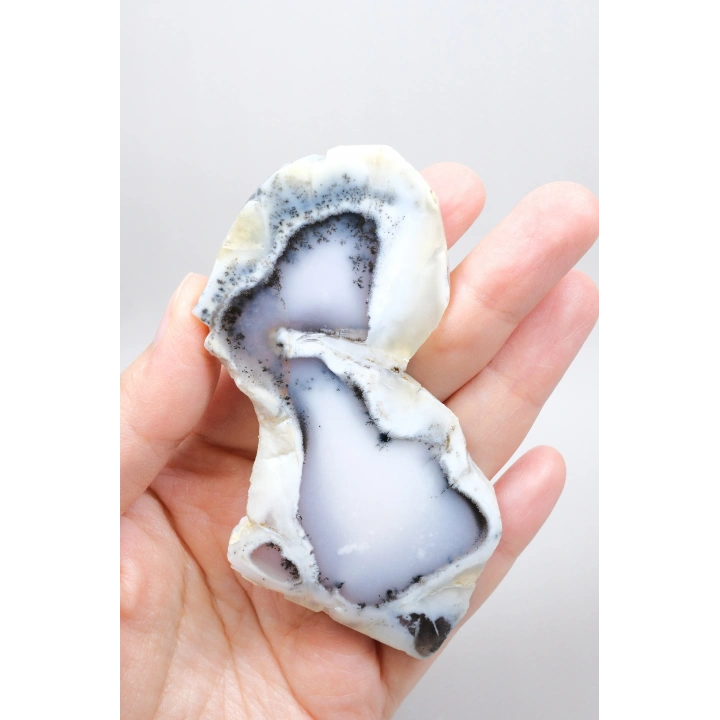 Merlinit Dilimi: Lavanta Mavisi ve Süt Beyazı Dendritik Opal