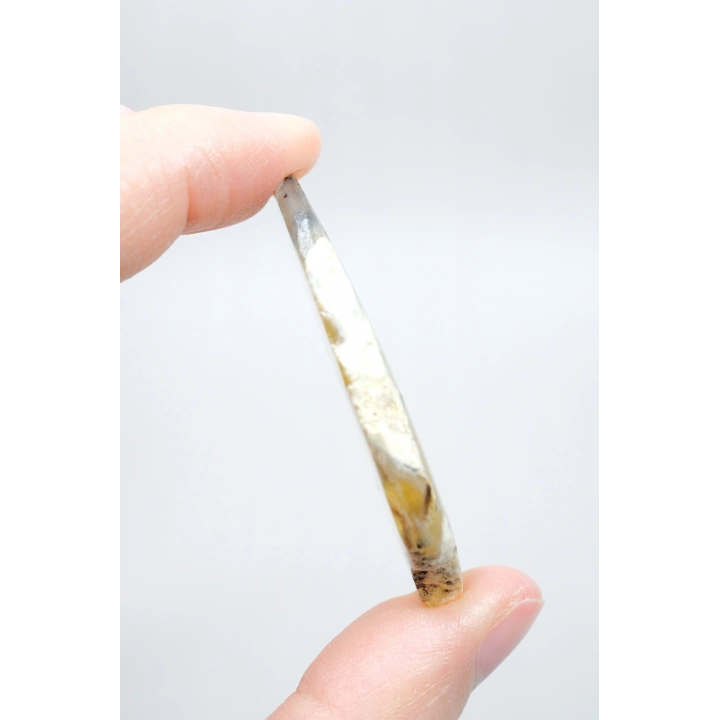 Merlinit Dilimi – Şeffaf Sarı ve Beyaz Dendritik Opal ile İnce Siyah İçerikler, 13g