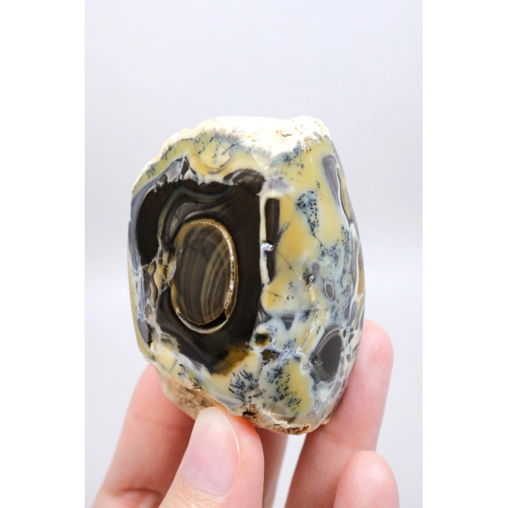 Çok Renkli Merlinit Serbest Form - Sarı, Mavi ve Siyah Dendritik Opal