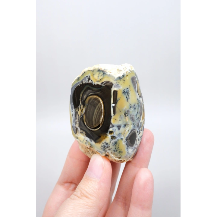 Çok Renkli Merlinit Serbest Form - Sarı, Mavi ve Siyah Dendritik Opal