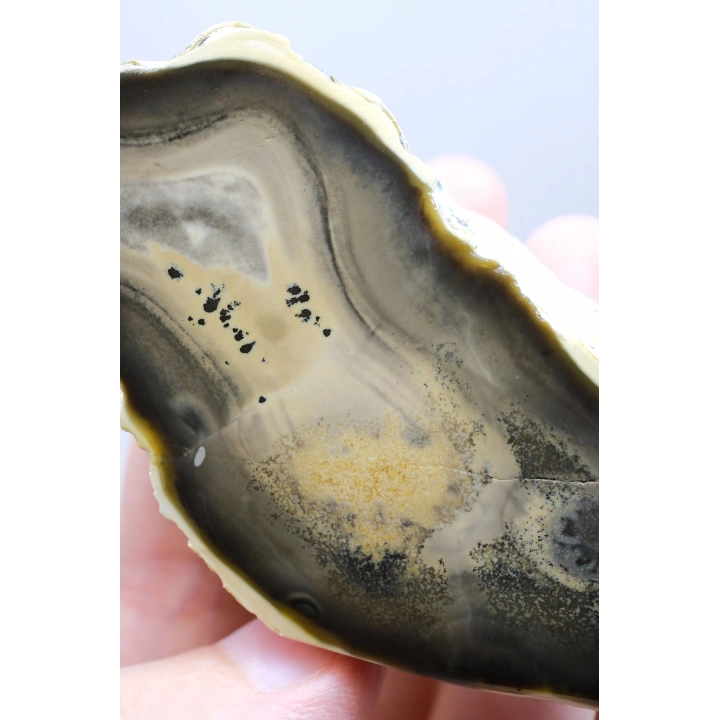 Doğal Kahverengi Dendritik Opal Merlinit Dilimi - Topraksı Kahve & Krem Cila Taşı, 87g