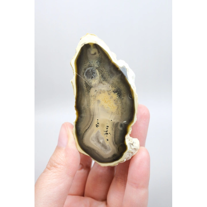 Doğal Kahverengi Dendritik Opal Merlinit Dilimi - Topraksı Kahve & Krem Cila Taşı, 87g