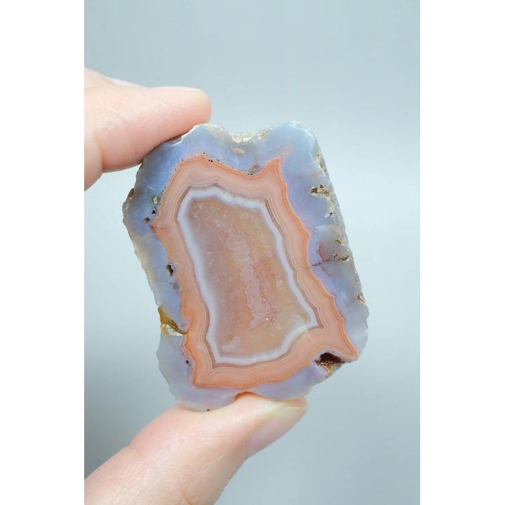 Pastel Şeritli Akik - Kavun Lila Kuvars Kristali, 89g