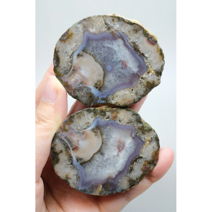 Pastel Lavanta Moru Bantlı Siyah Deniz Akik taşı ile Buzlu Beyaz Kuvars