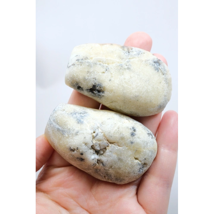 白瓷和石板灰色的梅林岩 - 树枝状蛋白石，69克