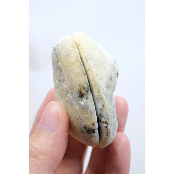 白瓷和石板灰色的梅林岩 - 树枝状蛋白石，69克