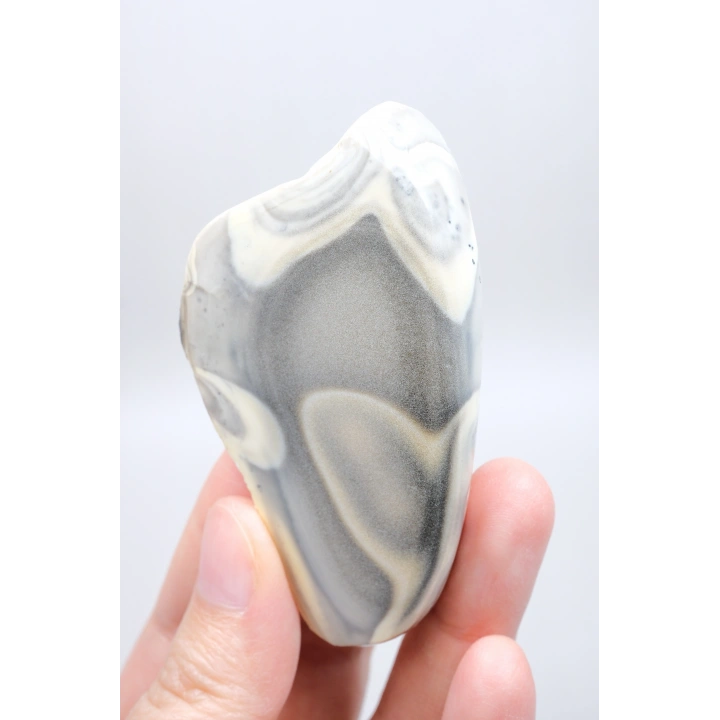 Toz Gri Merlinit Serbest Form Numune - Dumlu Gri ve Krem Dendritik Opal
