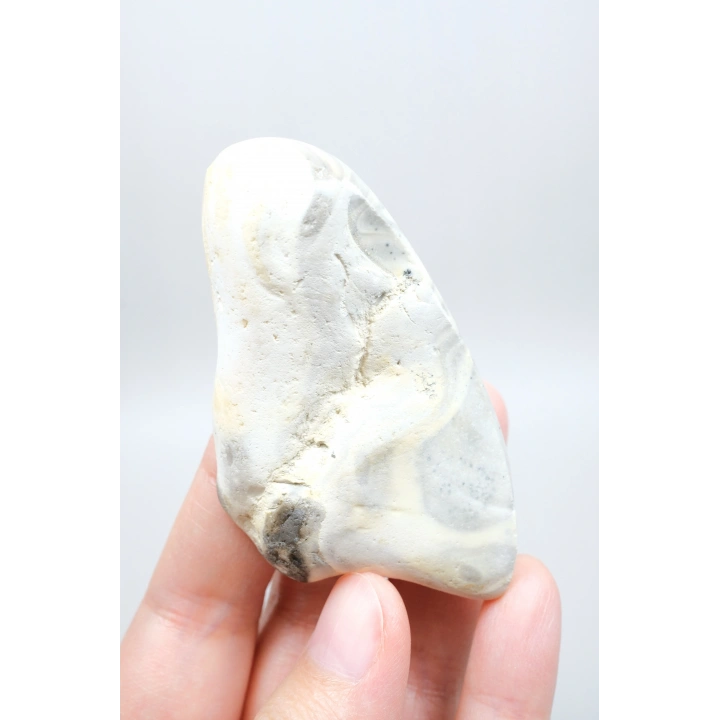 Toz Gri Merlinit Serbest Form Numune - Dumlu Gri ve Krem Dendritik Opal