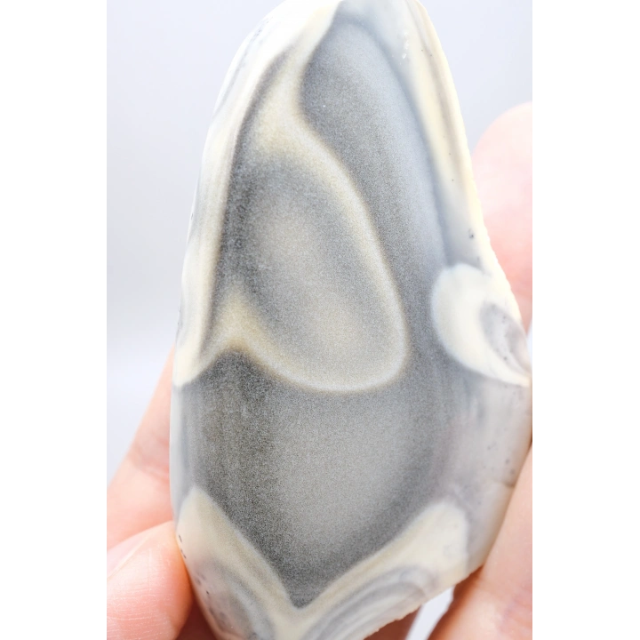 Toz Gri Merlinit Serbest Form Numune - Dumlu Gri ve Krem Dendritik Opal