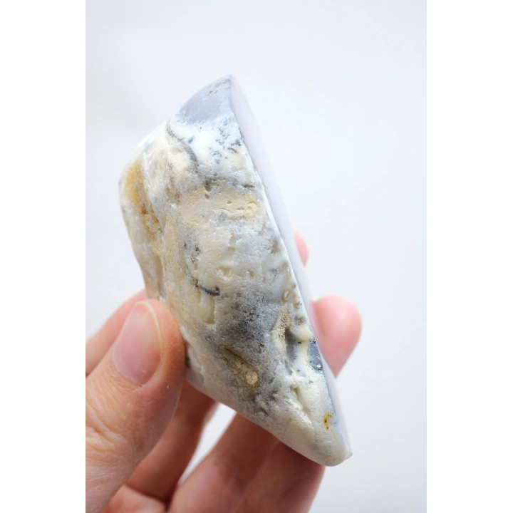 Gök Mavi Dendritik Opal Dilimi - Saydam Mavi Çekirdek ile Ağaç Şeklinde Siyah Dendritler, 142g