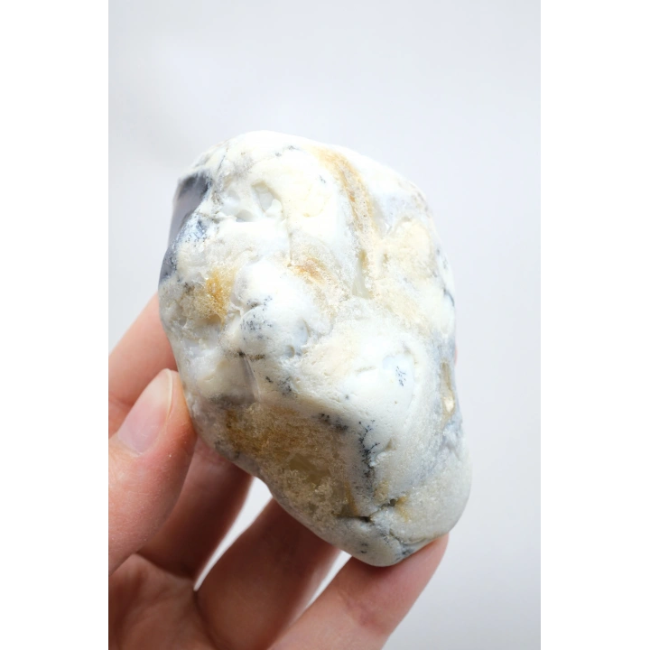 Gök Mavi Dendritik Opal Dilimi - Saydam Mavi Çekirdek ile Ağaç Şeklinde Siyah Dendritler, 142g