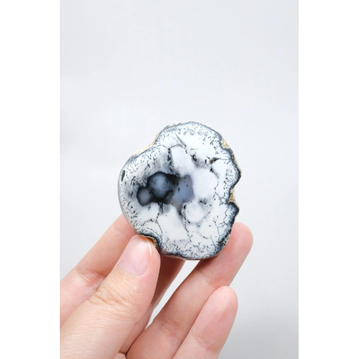 Dumanlı Mavi & Beyaz Dendritik Opal, Merlinit Numune, 57g