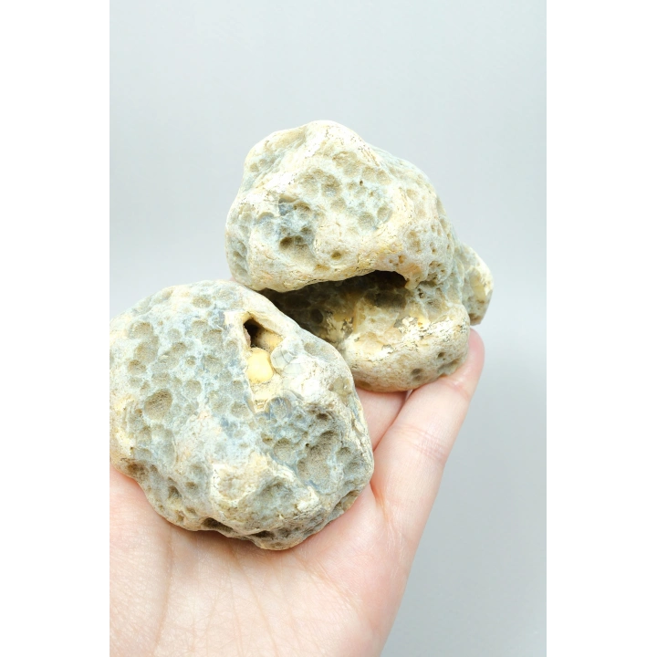 Smoky Gri, Bal Amber ve Krem Beyaz Bantlı Akik