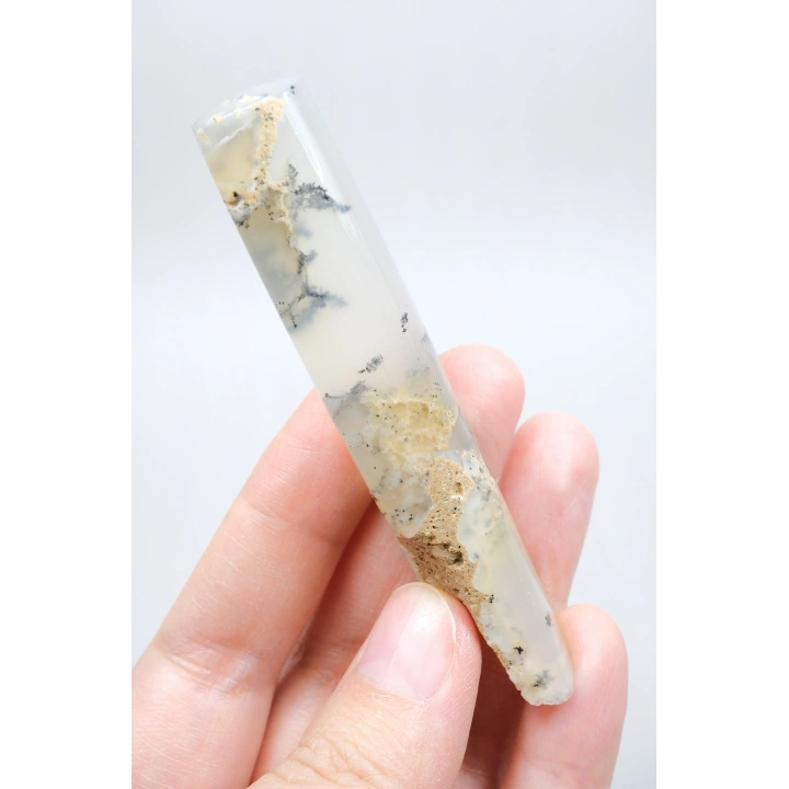 Soft Blue Tonlarında Cilalı Merlinit (Dendritik Opal) Serbest Form, 34g