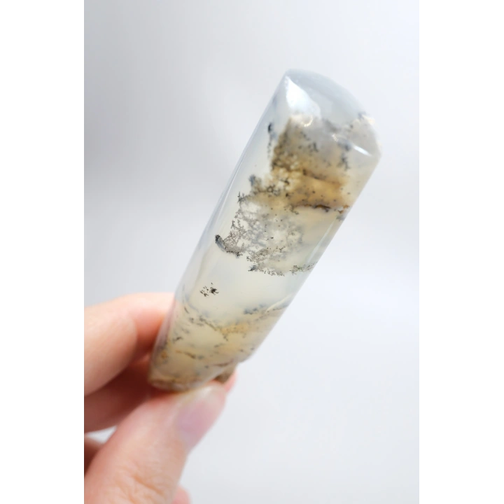 Soft Blue Tonlarında Cilalı Merlinit (Dendritik Opal) Serbest Form, 34g