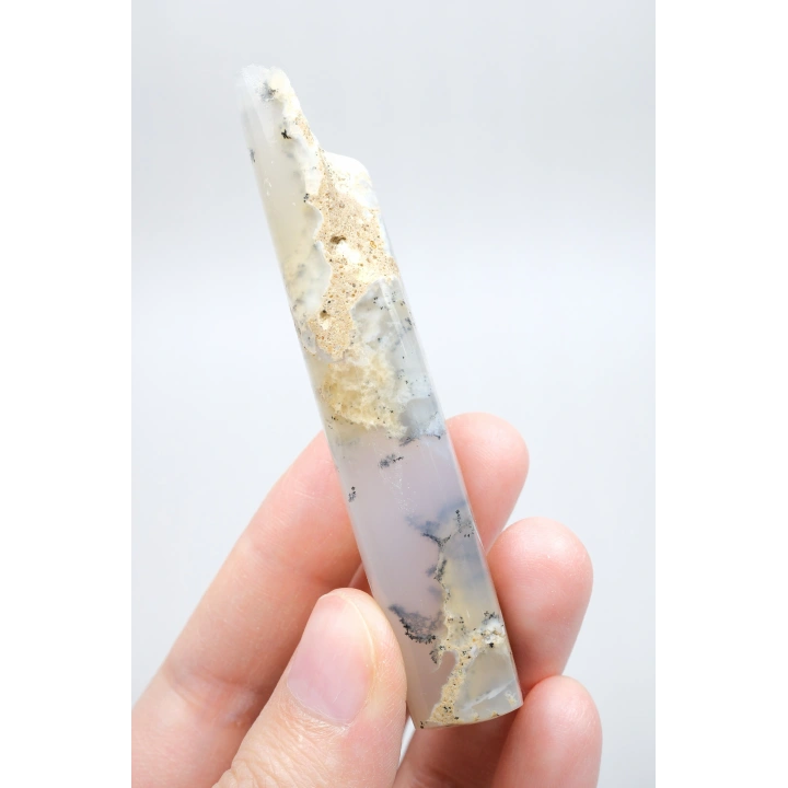 Soft Blue Tonlarında Cilalı Merlinit (Dendritik Opal) Serbest Form, 34g